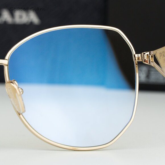 BRAND NEW Prada Women Sunglasses Gold Blue Light Filter Geometric PR57YS ZVN08N - Picture 9 of 10
